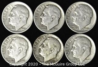 (6) U.S. Silver Dimes: 5-1946; 1-1949