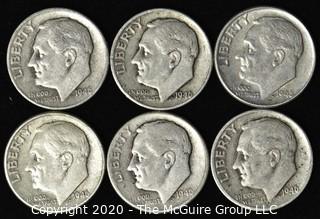 (6) 1946 U.S. Silver Dimes