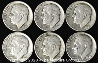 (6) 1946 U.S. Silver Dimes