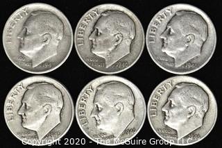 (6) U.S. Silver Dimes: 5-1946; 1-1947