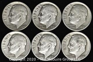 (6) 1947 U.S. Silver Dimes: 5-1946; 1-1949