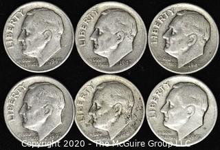 (6) 1947 U.S. Silver Dimes