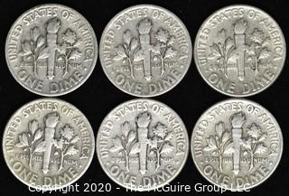 (6) U.S. Silver Dimes: 3-1947; 3-1948