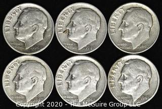 (6) U.S. Silver Dimes: 3-1947; 3-1948