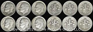 (6) U.S. Silver Dimes: 3-1947; 3-1948