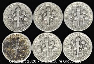 (6) 1949 U.S. Silver Dimes