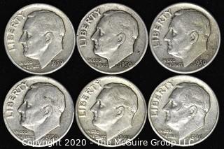 (6) U.S. Silver Dimes: 4-1950; 2-1949