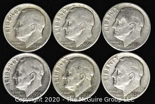 (6) 1950 U.S. Silver Dimes