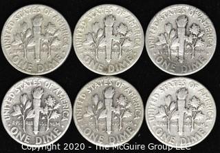 (6) 1950 U.S. Silver Dimes