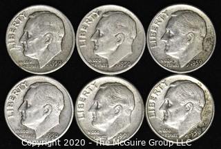 (6) U.S. Silver Dimes: 3-1950; 3-1959