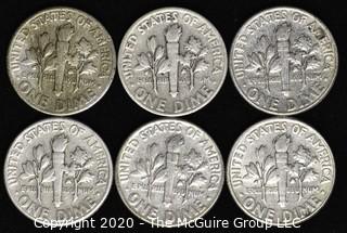 (6) U.S. Silver Dimes: 3-1950; 3-1959