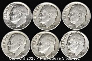 (6) 1950 U.S. Silver Dimes