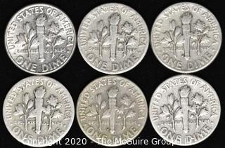 (6) 1950 U.S. Silver Dimes