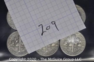 (6)U.S. Silver Dimes: 4-1951; 2-1950