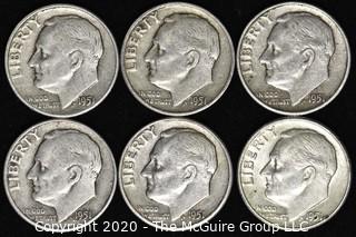 (6) 1951 U.S. Silver Dimes