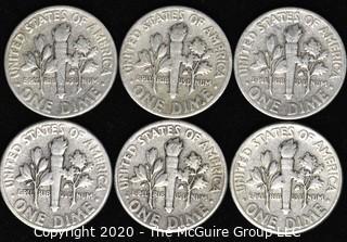 (6) 1951 U.S. Silver Dimes