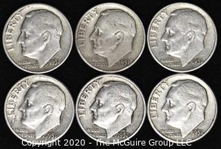 (6) 1951 U.S. Silver Dimes