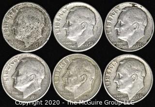 (6) U.S. Silver Dimes: 5-1951; 1-1952