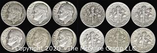 (6) U.S. Silver Dimes: 5-1951; 1-1952