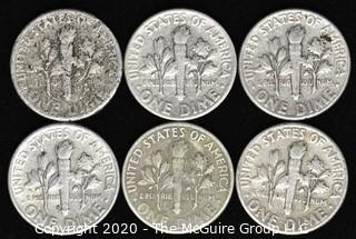 (6) U.S. Silver Dimes: 5-1951; 1-1952