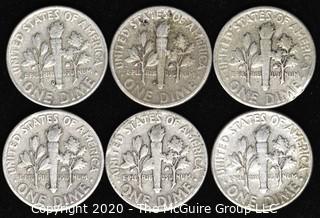 (6) 1951 U.S. Silver Dimes