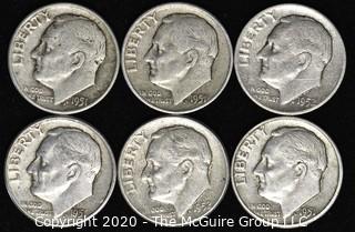 (6) U.S. Silver Dimes: 4-1951; 2-1952