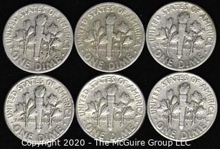 (6) U.S. Silver Dimes: 4-1951; 2-1952