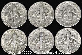 (6) 1952 U.S. Silver Dimes