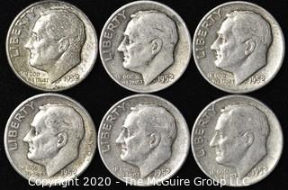 (6) 1952 Silver U.S. Dimes