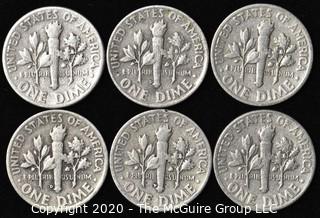 (6) 1952 Silver U.S. Dimes