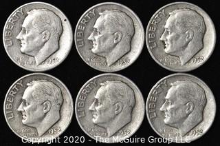 (6) 1952 Silver U.S. Dimes