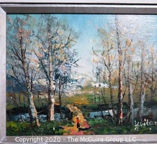 Oil on Board in Gilt Frame of Landscape Signed by Artist Yuitar 