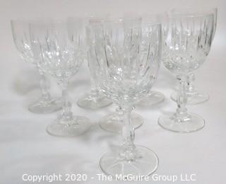 Set of 8 Clear Cut Crystal Wine Stems