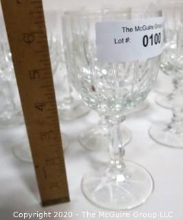 Set of 8 Clear Cut Crystal Wine Stems