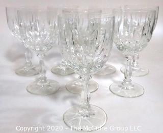 Set of 8 Clear Cut Crystal Wine Stems