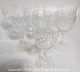 Set of 8 Clear Cut Crystal Wine Stems