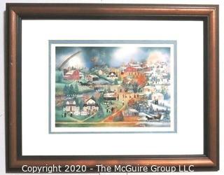 Framed Under Glass Signed and Numbered Lithograph Entitled "Hillside Spirit" by Pawnee McEntire with Certificate of Authenticity Attached. 