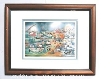 Framed Under Glass Signed and Numbered Lithograph Entitled "Hillside Spirit" by Pawnee McEntire with Certificate of Authenticity Attached. 