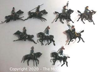 Collection of Lead Toy Soldiers made By Britains of England.  Soldiers on Horseback.  Played with Condition, Some Damage. 