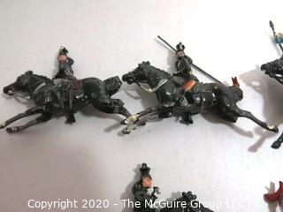 Collection of Lead Toy Soldiers made By Britains of England.  Soldiers on Horseback.  Played with Condition, Some Damage. 