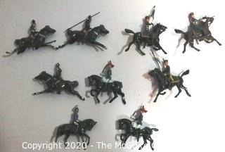 Collection of Lead Toy Soldiers made By Britains of England.  Soldiers on Horseback.  Played with Condition, Some Damage. 