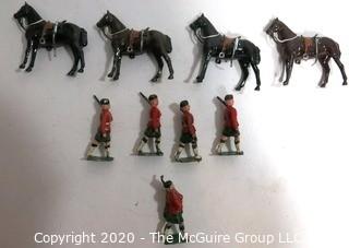 Group of Lead Metal Toy Soldiers Made by Britains of England.  Played with Condition.  Some Damage.