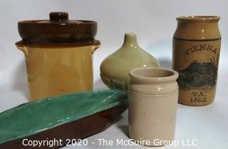 Six Heavy Pottery Stoneware Items 