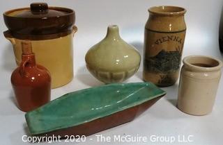 Six Heavy Pottery Stoneware Items 