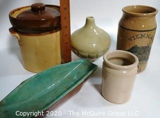 Six Heavy Pottery Stoneware Items 