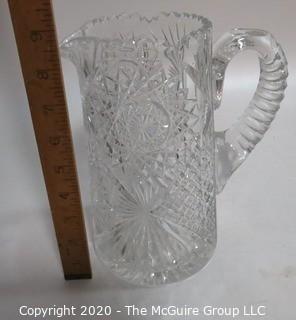 Large Cut Crystal Water Pitcher; 9"T