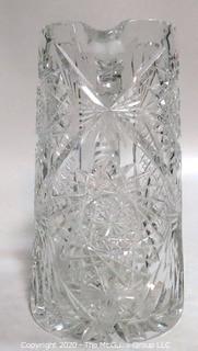 Large Cut Crystal Water Pitcher; 9"T