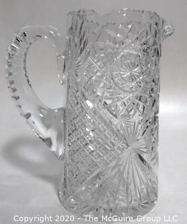 Large Cut Crystal Water Pitcher; 9"T