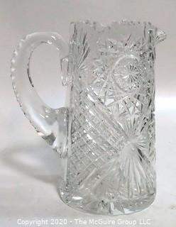 Large Cut Crystal Water Pitcher; 9"T