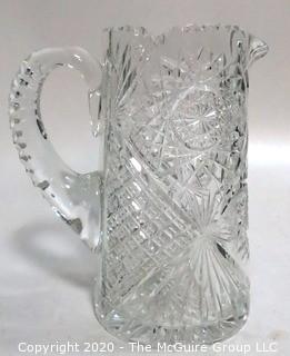 Large Cut Crystal Water Pitcher; 9"T